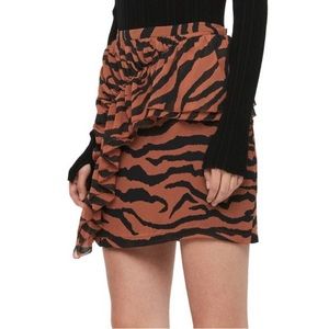 All Saints Nia Zephyr Animal Print (Brown & Black) High Waisted Mini Skirt NEW